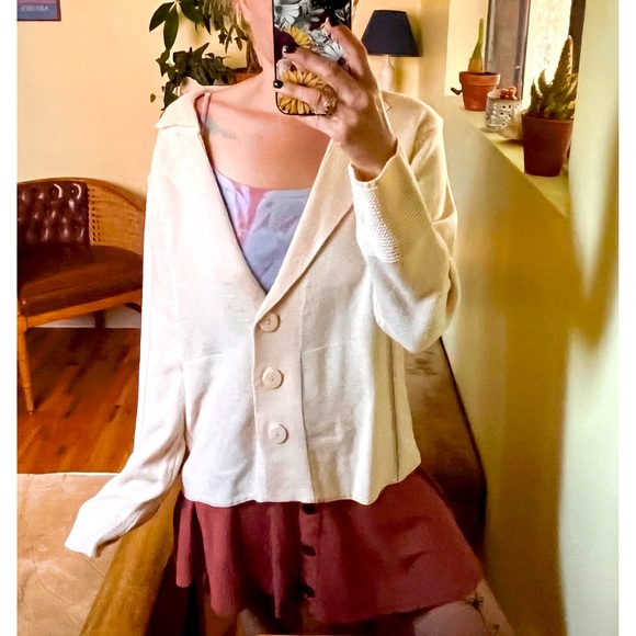 Misslook Light Peach/Pink Knit 3 Button Oversized Sweater Cardigan Size Small - Picture 2 of 9